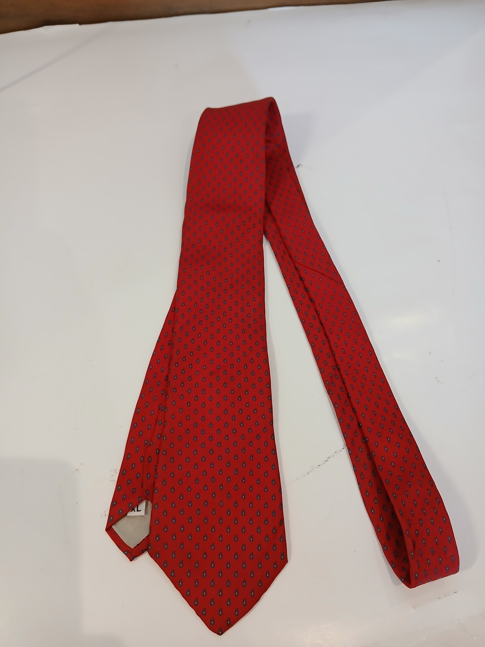 Yves Saint Laurent Red Geometric Silk Tie